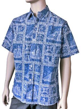 REYN Spooner Authentic Vintage Hawaiian Shirt Top Tiki Nautical Theme NWOT